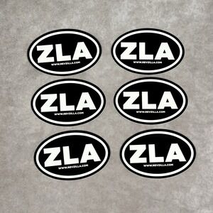 RevZilla ZLA Oval Stickers Set of 6 Black White Motorcycle Decals 4.5x3